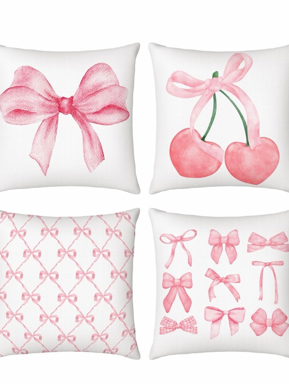 Pink Bow Four Pillow Covers